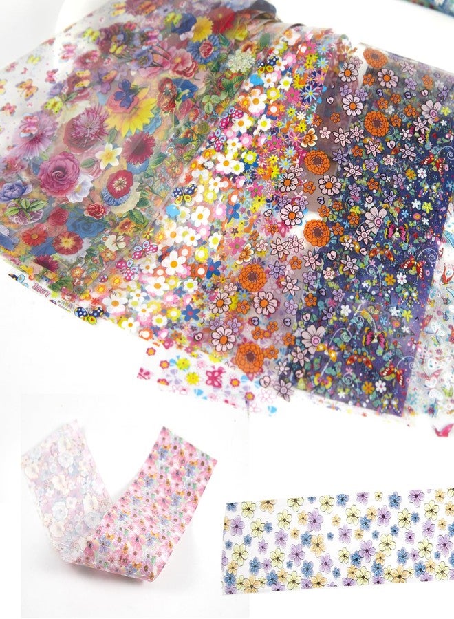 SILPECWEE 300Pcs Flowers Nail Foil, Holographic Nail Art Foil Flower Transfer Foils Paper 3D Floral Nails Stickers Fingernail Wraps Decals Manicure Design Kit Nails Decoration - Image 2